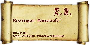 Rozinger Manassé névjegykártya